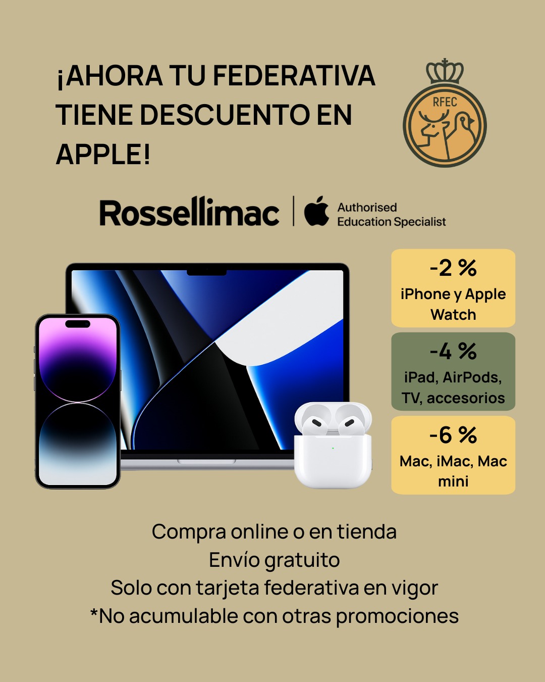 DESCUENTOS EN COMPRAS APPLE PARA CAZADORES FEDERADOS